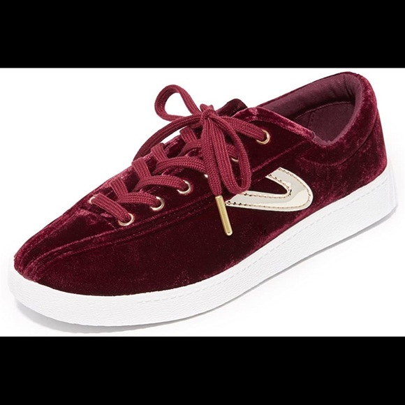 Maroon And Gold Velvet Tretorns 